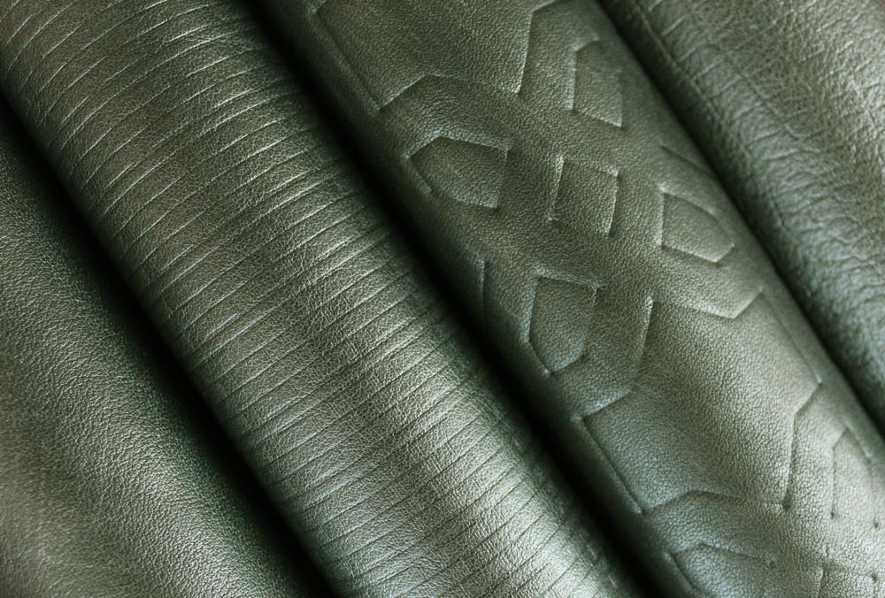 Townsend Leather's Lustrous Gem Embossed & Gaufrage Cowhide Illuminating Obsidian