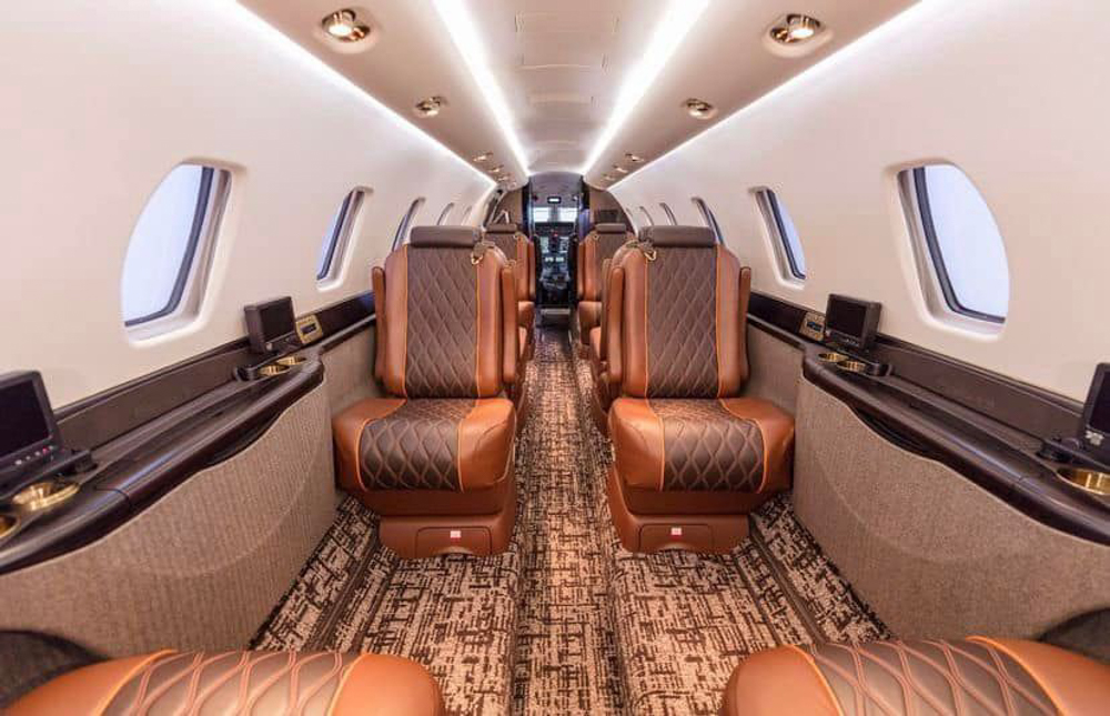 Townsend Leather Quilted Leather on Bombardier Private Jet