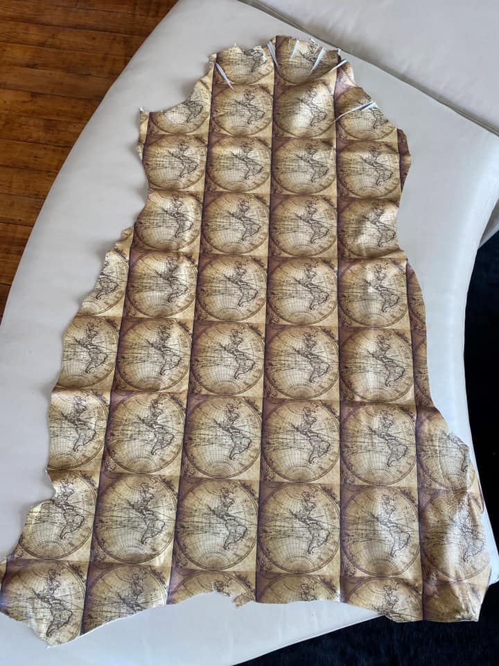 Townsend Leather Digitally Printed Custom World Map on Lambskin