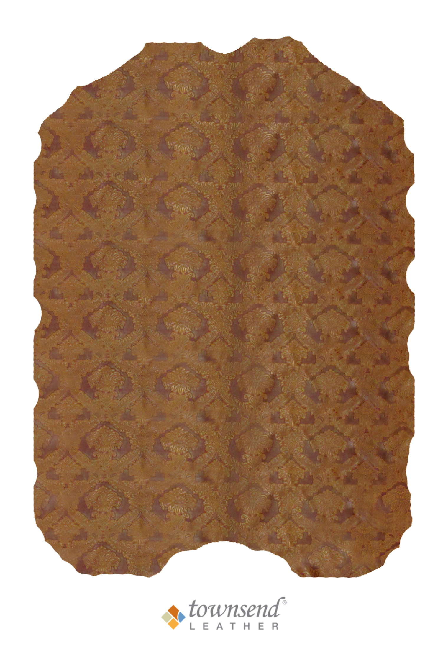 Townsend Leather's Ancient Gaufrage Cowhide Royal Cognac Palm Damask Center Cut