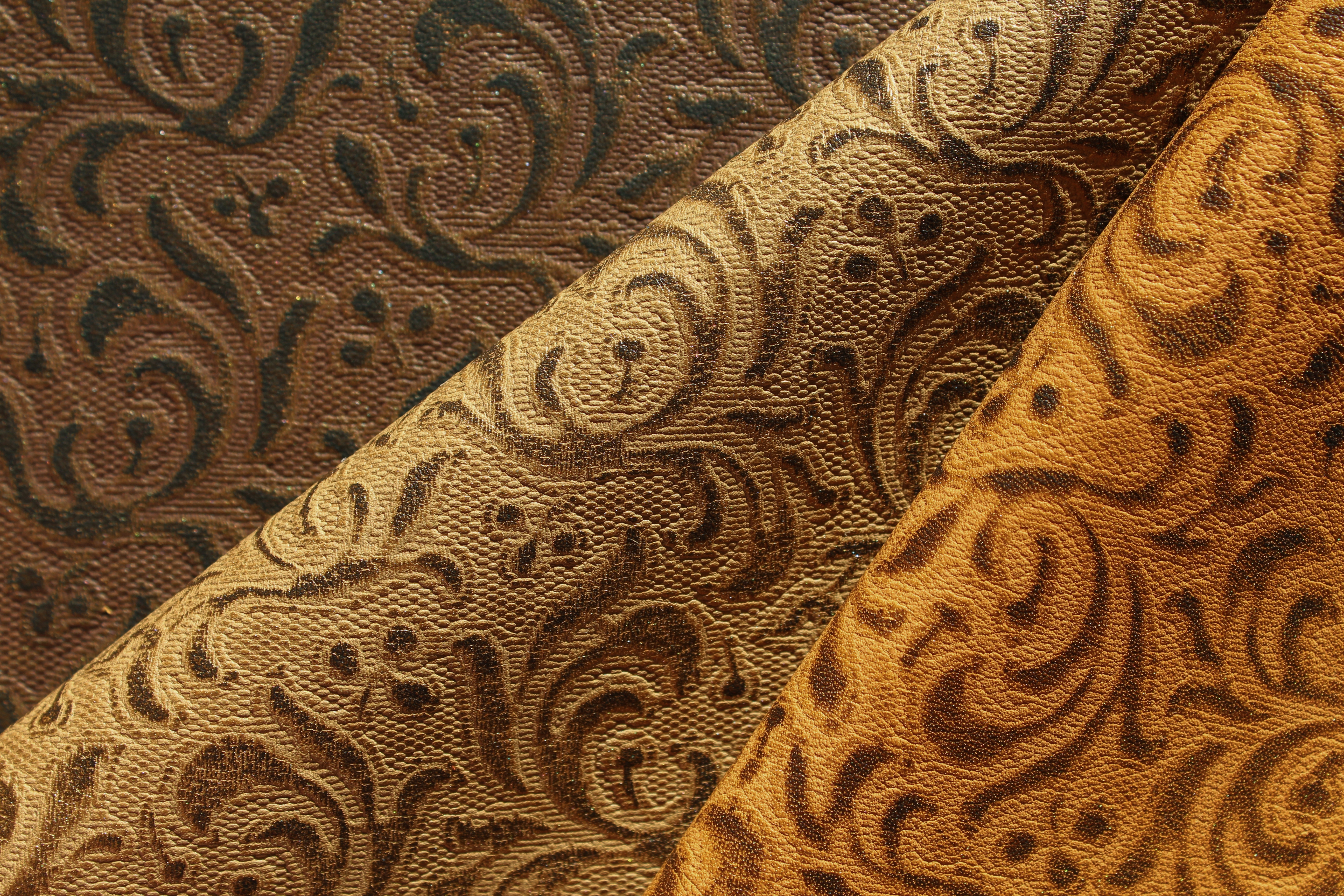 Townsend Leather's Gaufrage Brushed Metallic Cowhide Empire Damask