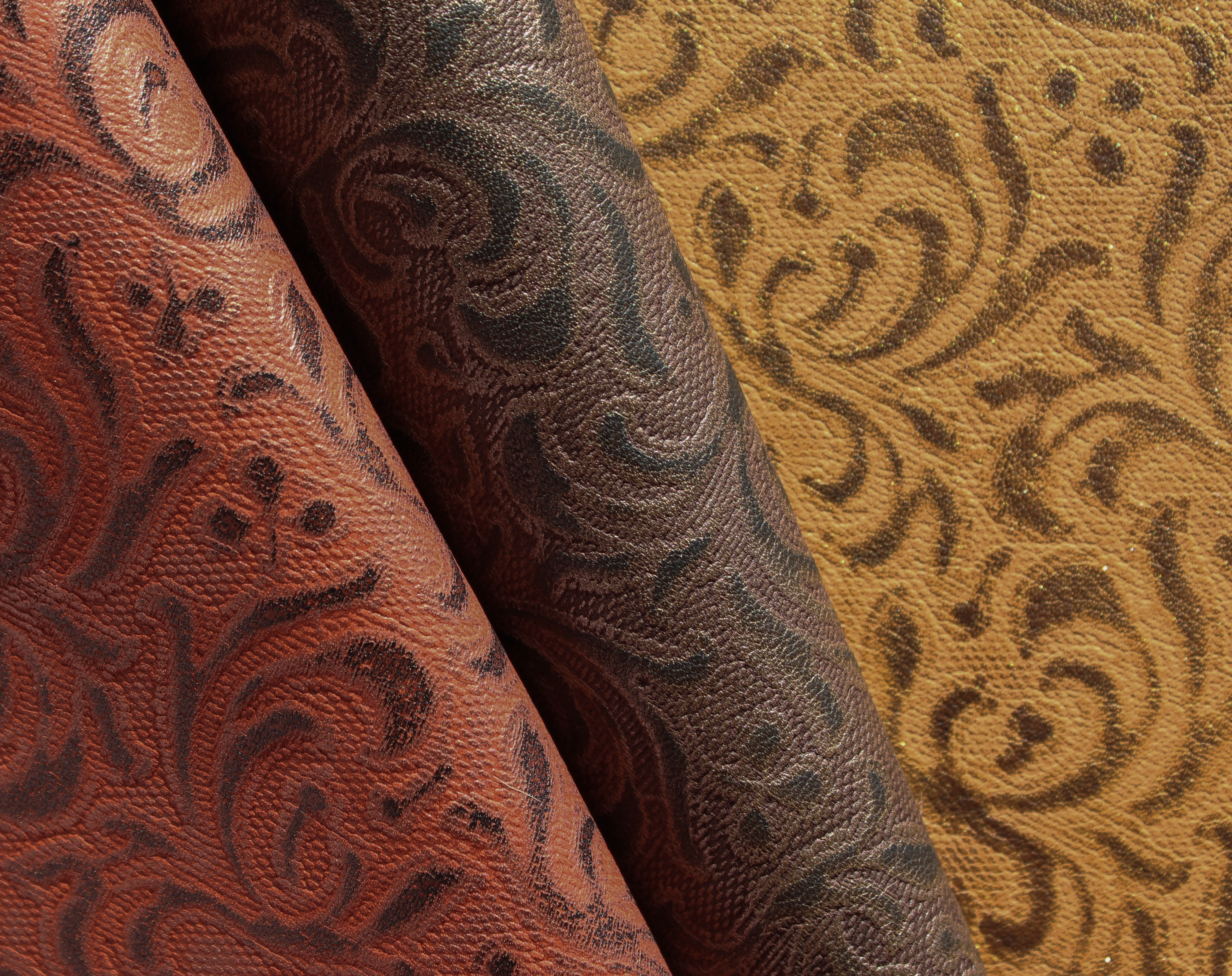 Townsend Leather's Gaufrage Brushed Metallic Cowhide Empire Damask