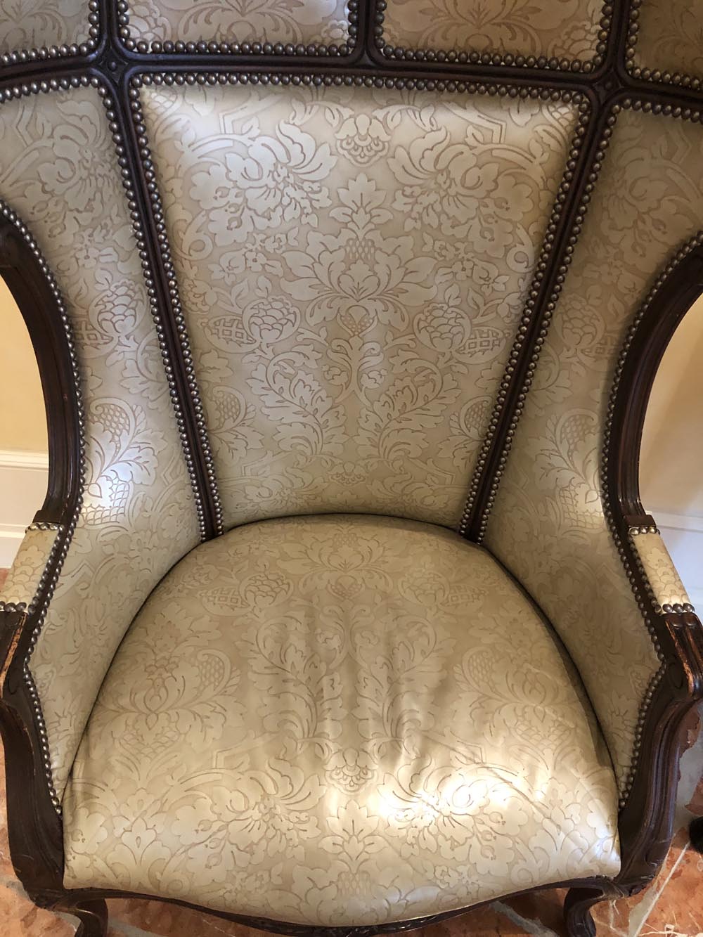 Townsend Leather's Fab Foils Embossed Cowhide Platinum La Scala Damask