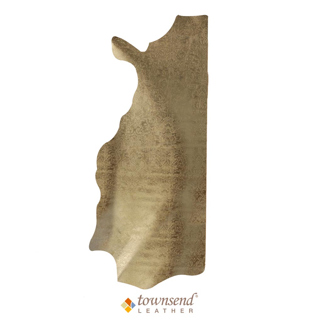 Townsend Leather's Fab Foils Embossed Cowhide Gold La Scala Damask