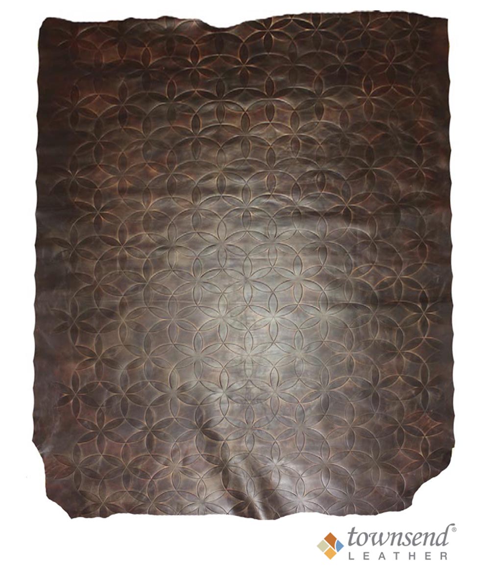Townsend Leather's Vintage Engraved Cowhide Metallic Rich Brown Center Cut