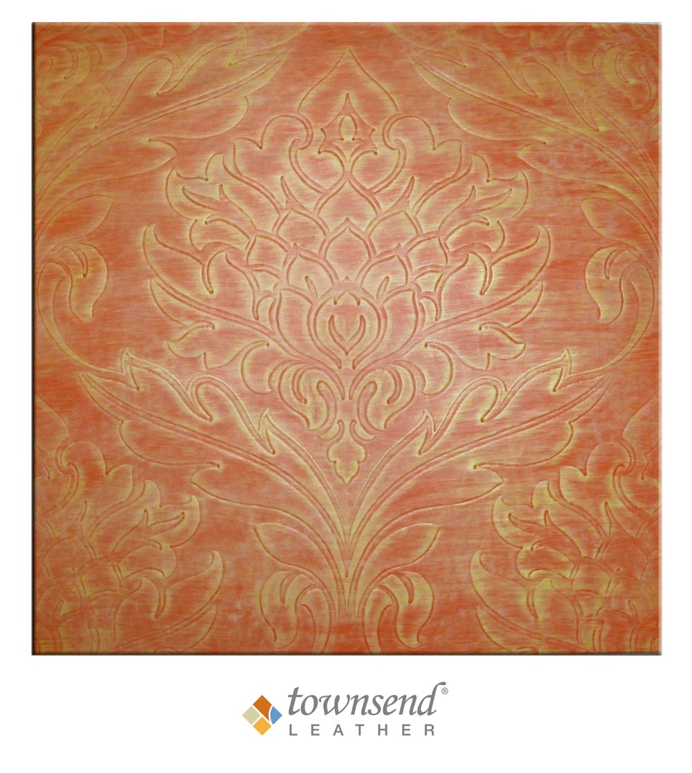 Townsend Leather's Medici Damask Cowhide Opulent Orange