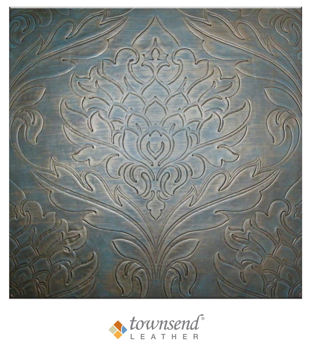 Townsend Leather's Medici Damask Cowhide Mesmerizing Moonstone